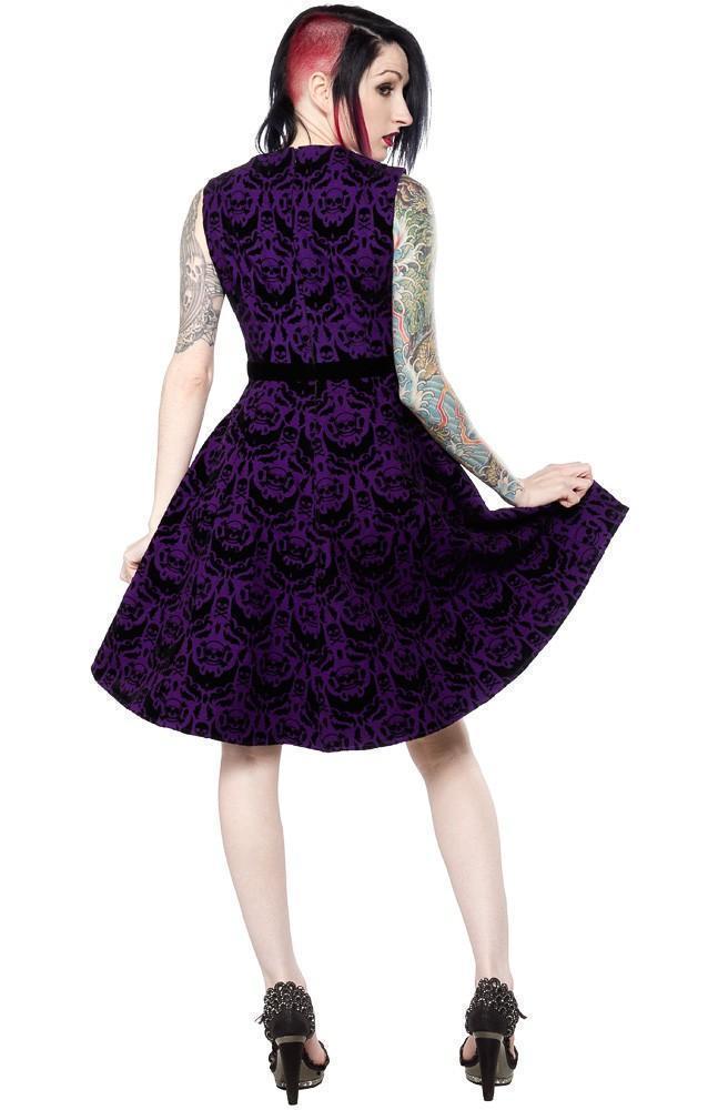 Spooky Damask Dress Purple (XS-3XL) - darkling.be