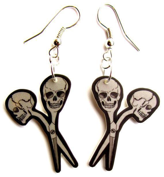 Earrings - Skull Scissor Earrings - darkling.be