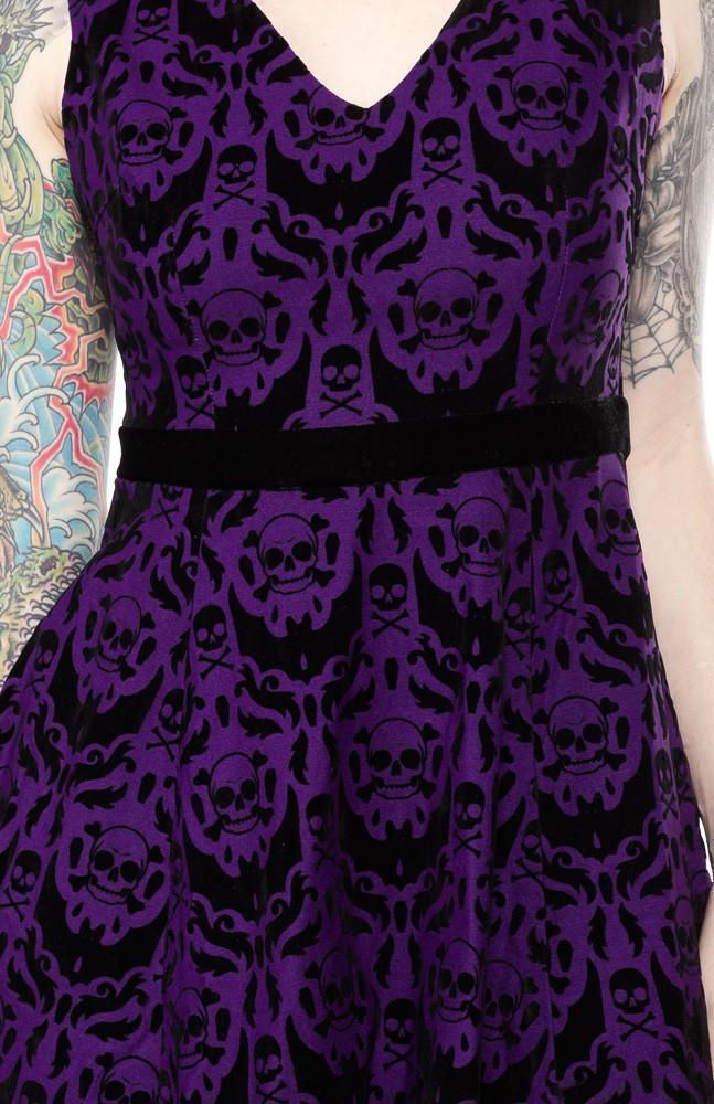Spooky Damask Dress Purple (XS-3XL) - darkling.be