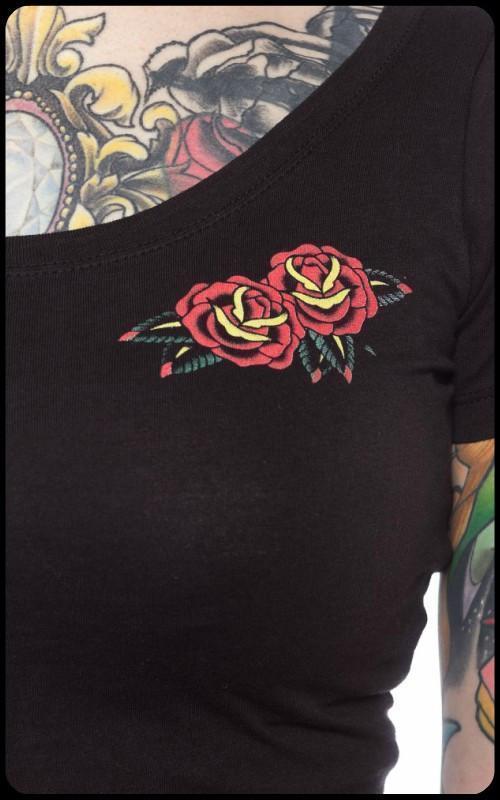 Tattoo Roses Fitted Scoop Tee - darkling.be