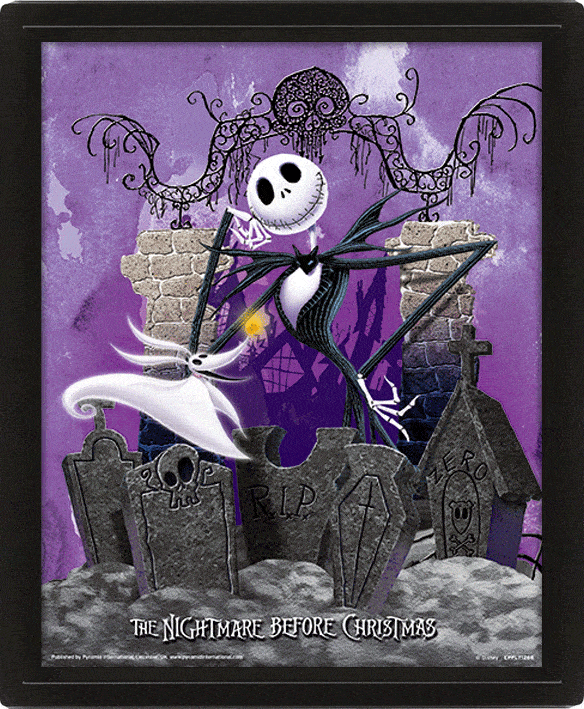 Nightmare before Christmas - Framed 3D Lenticular Poster Pack Graveyard 26 x 20 cm - darkling.be