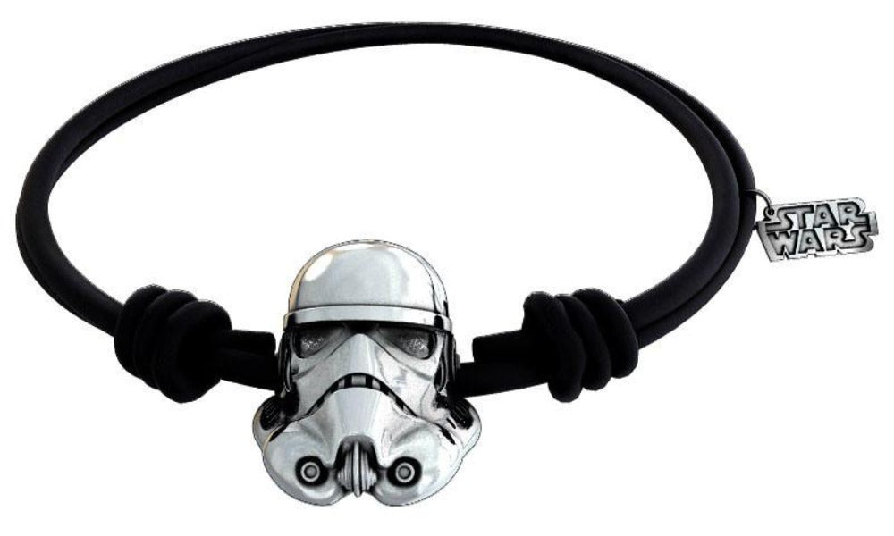 Star Wars - Leather Wristband with Pendant (silver plated) Stormtrooper black - darkling.be